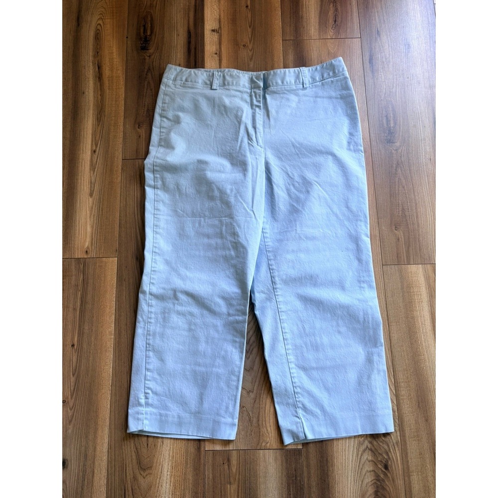 Liz Claiborne Lizwear Capri Pants Cropped‎ Light Blue Women's 14 Cotton Wide Leg